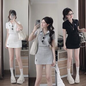 Stylish Polo Dress Set in Gray